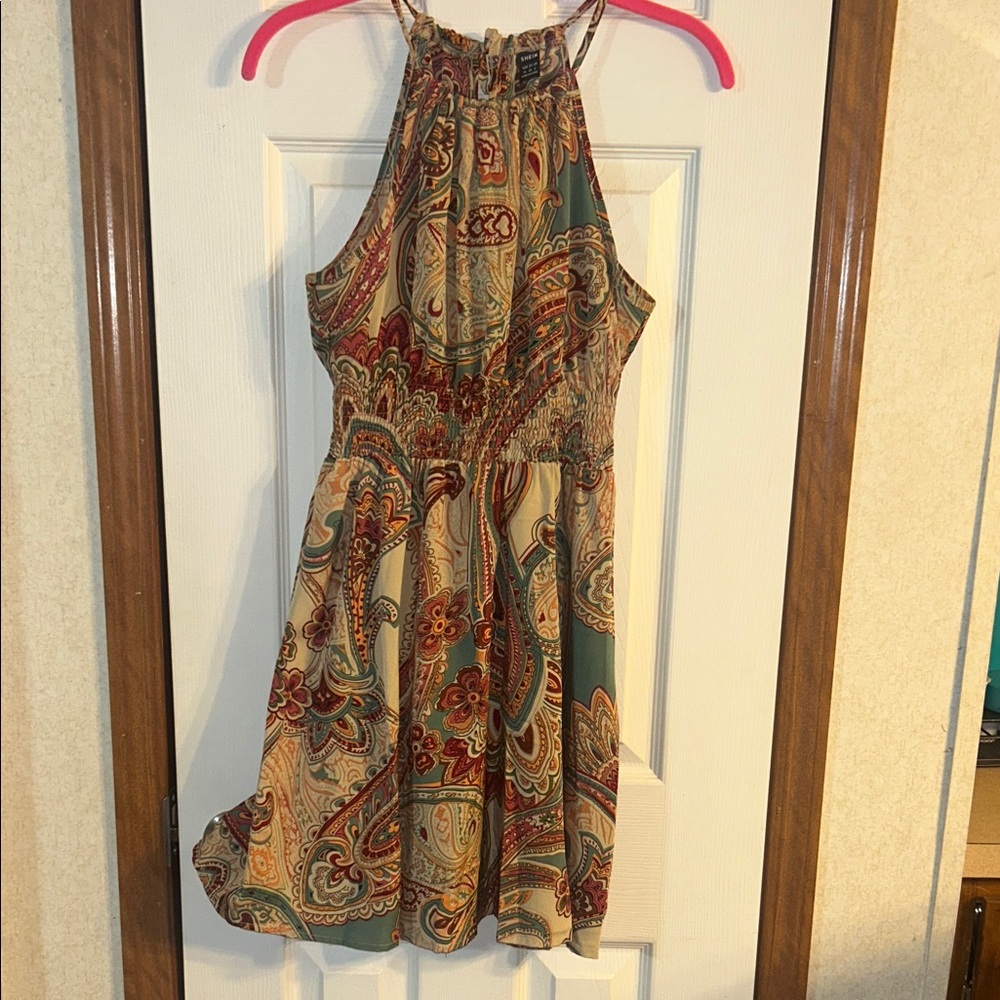 SHEIN Brown Tan Sleeveless Halter Maxi Sundress